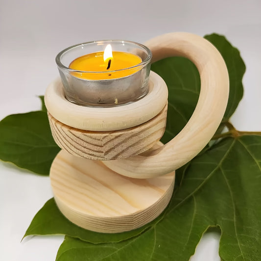 1pc Castiçal de Madeira Artesanal Não Pintado / Castiçal de Madeira com Tema do Sistema Solar / Suporte de Vela Doméstico Fácil / Artigos de Decoração Criativos para Casa / Artesanato em Madeira, Utensílios para Velas (Excluindo Velas)