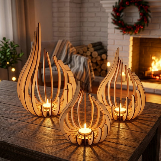 Conjunto de 3 Suportes para Vela de Chá em Formato de Lótus, Base de Vela Estilo Boêmio para Decoração de Casa, Artesanato de Arte DIY Exclusivo, Presente de Decoração de Mesa/Cabeceira para Dia das Mães, Dia dos Pais, Festas (Vela Não Incluída)