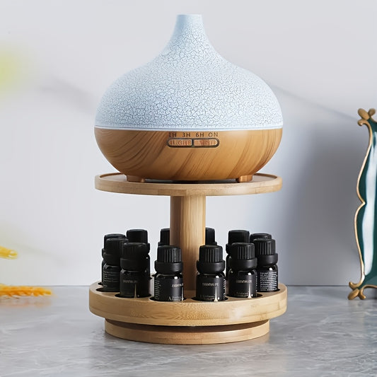 Expositor de Madeira de Dupla Camada para Óleos Essenciais em Estilo Vintage Simples - Adequado para Decoração de Quarto, Banheiro e Penteadeira, Prateleiras Utilitárias