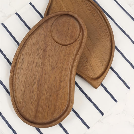Tabuleiro de Madeira Maciça Japonesa, Prato de Café em Madeira de Acácia, Prato de Chá de Sobremesa Oval, Tabuleiro de Chá de Madeira para Casa, Prato de Copo de Snack Chinês, Prato de Bolo, Prato de Pequeno-Almoço em Madeira Maciça