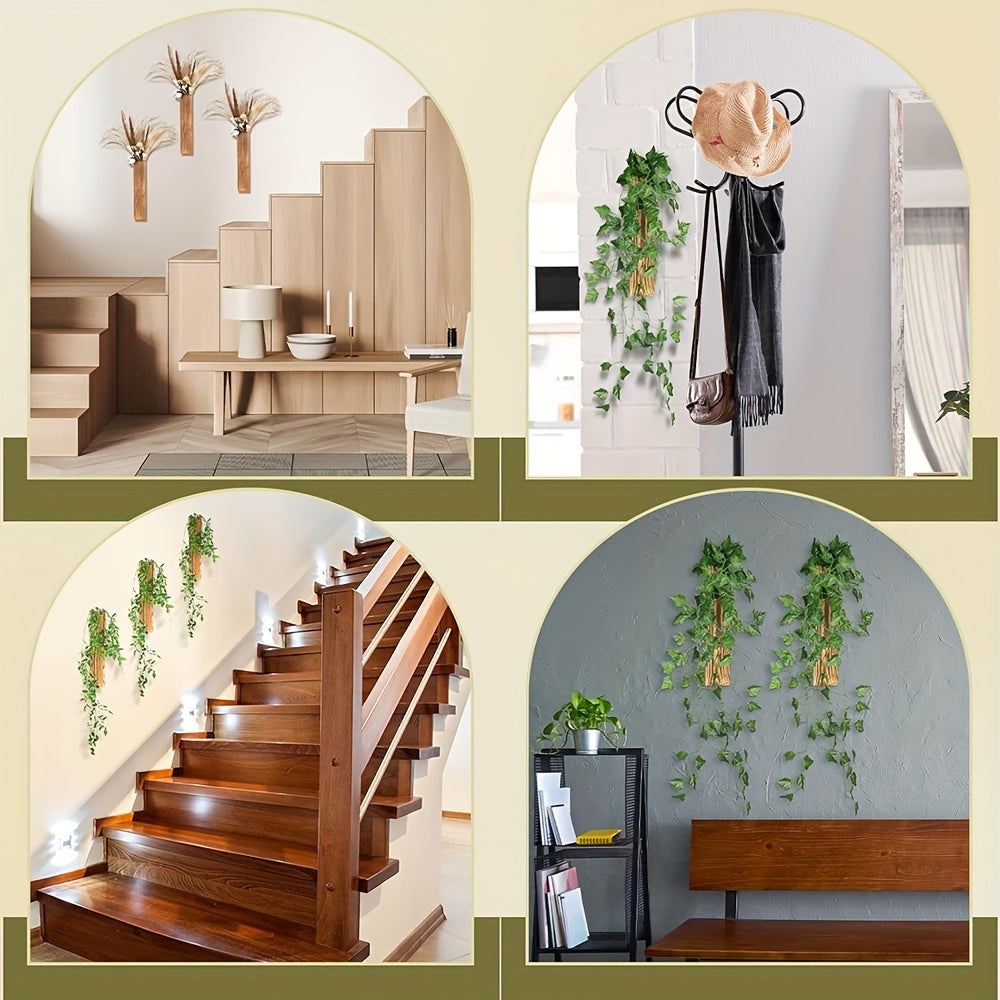 Suporte de Plantas Rústico em Madeira para Parede - Vaso de Bolso Estético, Suspenso para Espaços Interiores - Premium, Economizador de Espaço, Perfeito para Hotéis, Salas de Estar, Quartos, Áreas de Jantar e Casas de Banho (Plantas Não Incluídas)