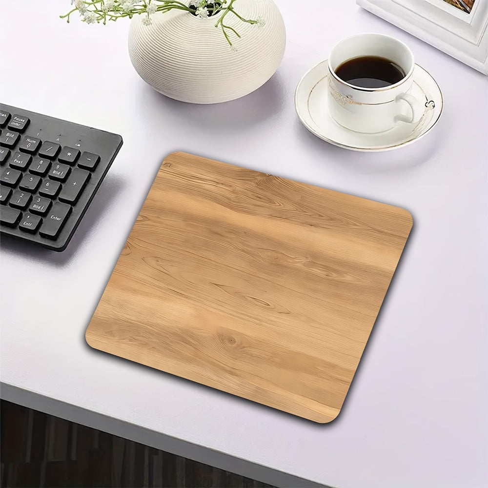 Tapete de Rato Minimalista de Borracha | Textura Natural de Grão de Madeira Clara, Base Antiderrapante, Adequado para Escritório, Estudo e Jogos, Portátil e Durável, Base de Secretária