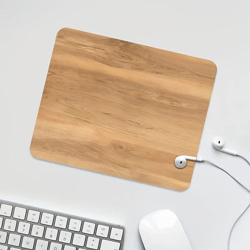 Tapete de Rato Minimalista de Borracha | Textura Natural de Grão de Madeira Clara, Base Antiderrapante, Adequado para Escritório, Estudo e Jogos, Portátil e Durável, Base de Secretária