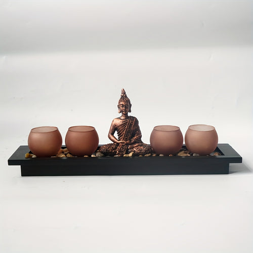 1pc Porta-Velas Zen de Madeira, Porta-Velas Festivo para Decoração de Secretária, Ornamento de Ramadão, Decoração de Ambiente Festivo para Porta-Velas de Secretária de Escritório, Velas Não Incluídas