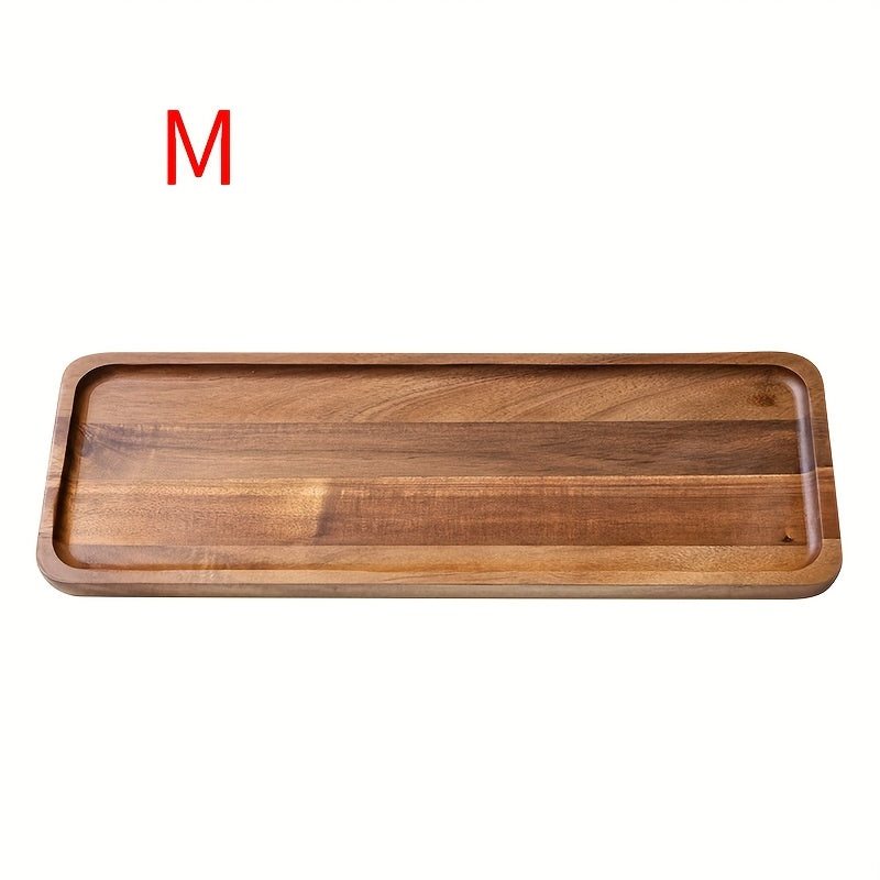 1 Bandeja de Chá em Madeira de Acácia, Bandeja Retangular para Uso Doméstico, Bandeja de Conjunto de Chá em Madeira, Bandeja de Madeira para Frutas, Bolos e Lanches
