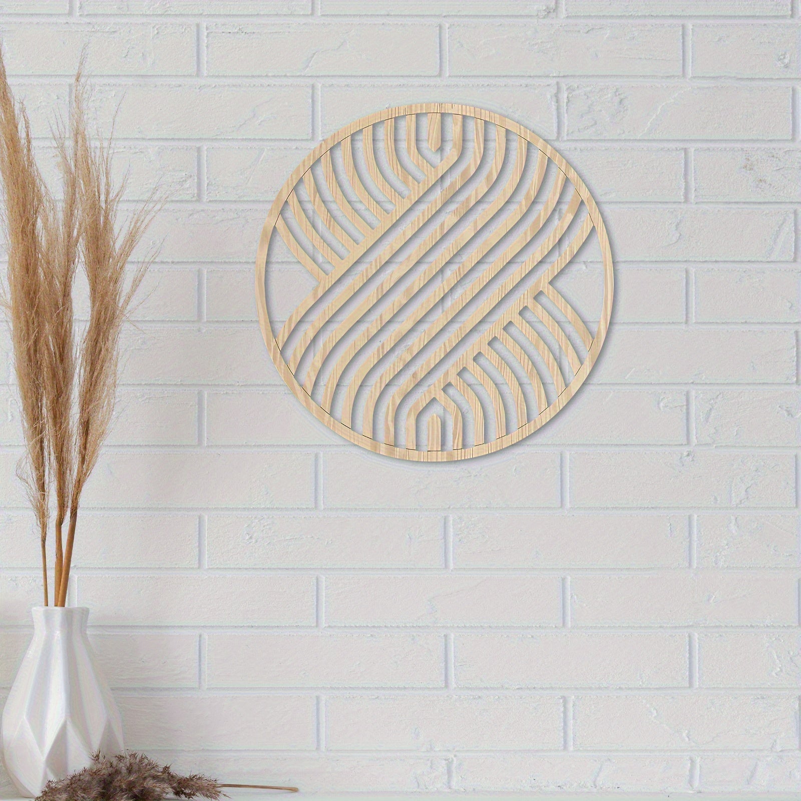 Arte de Parede Redonda de Madeira - Decoração Geométrica Moderna Minimalista Estilo Boêmio, Painel de Parede de Madeira Artesanal para Sala de Estar, Quarto, Escritório, Fácil de Pendurar Sem Eletricidade, Decoração Estilo Rústico | Textura Natural, Decoração de Ambiente