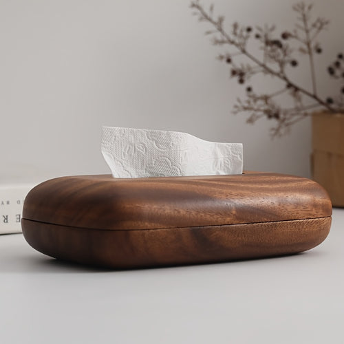 Caixa de Lenços de Papel em Madeira de Nogueira - Design Retangular Moderno e Minimalista com Tampa Premium de Nogueira Facilmente Substituível, Adequada para Mesa, Banheiro, Escritório e Mesa de Cabeceira, um Organizador de Armazenamento Decorativo para Casa e Escritório
