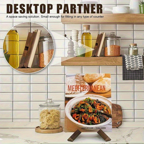 Suporte de Livro de Receitas em Madeira | Porta Receitas para Bancada de Cozinha | Expositor de Cavalete Moderno para Livros de Cozinha, Prateleira Decorativa de Mesa, Acessórios Rústicos para Casa
