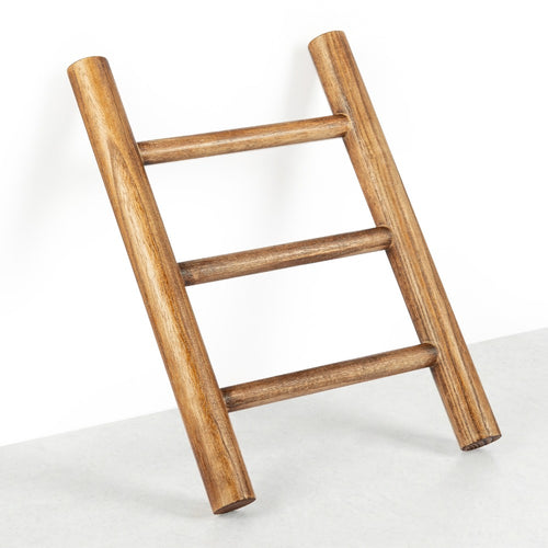 Toalheiro de Madeira Autônomo de 3 Níveis, Escada para Cobertores Estilo Rústico para Banheiro e Cozinha, Suporte de Toalhas de Madeira Resistente para Toalhas de Mão, Panos de Prato, Armazenamento Doméstico