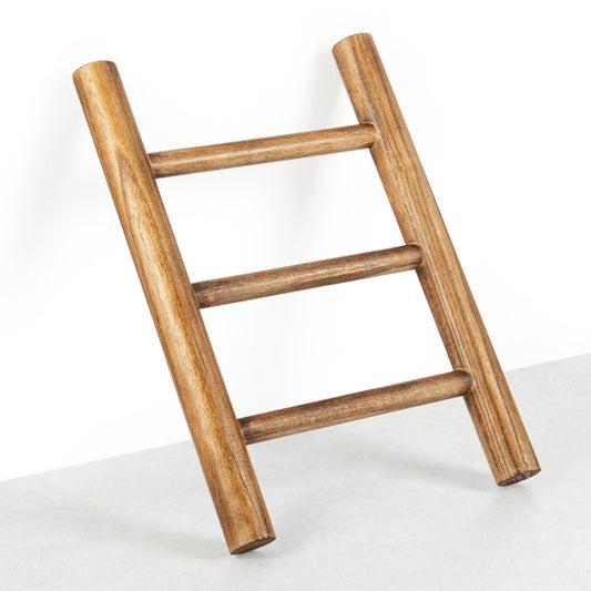Toalheiro de Madeira Autônomo de 3 Níveis, Escada para Cobertores Estilo Rústico para Banheiro e Cozinha, Suporte de Toalhas de Madeira Resistente para Toalhas de Mão, Panos de Prato, Armazenamento Doméstico