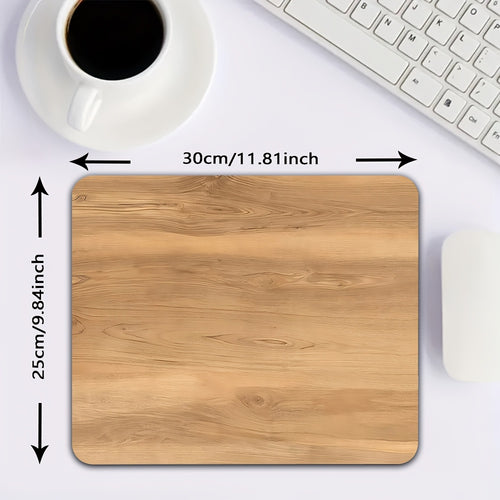 Tapete de Rato Minimalista de Borracha | Textura Natural de Grão de Madeira Clara, Base Antiderrapante, Adequado para Escritório, Estudo e Jogos, Portátil e Durável, Base de Secretária