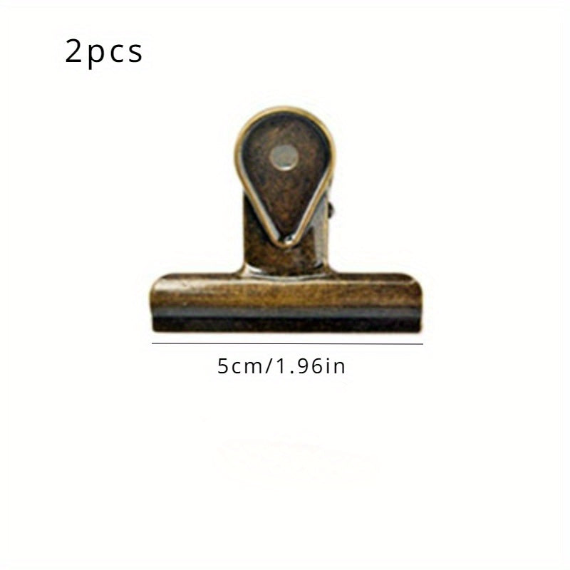 2pcs Presilhas de Metal Vintage em Forma de Cauda de Andorinha - Design de Cauda Longa em Forma de Gota de Água para Documentos & Recibos, Essenciais de Escritório