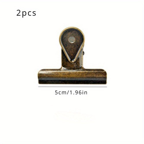2pcs Presilhas de Metal Vintage em Forma de Cauda de Andorinha - Design de Cauda Longa em Forma de Gota de Água para Documentos & Recibos, Essenciais de Escritório