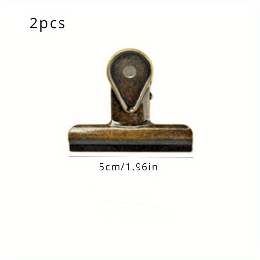 2pcs Presilhas de Metal Vintage em Forma de Cauda de Andorinha - Design de Cauda Longa em Forma de Gota de Água para Documentos & Recibos, Essenciais de Escritório