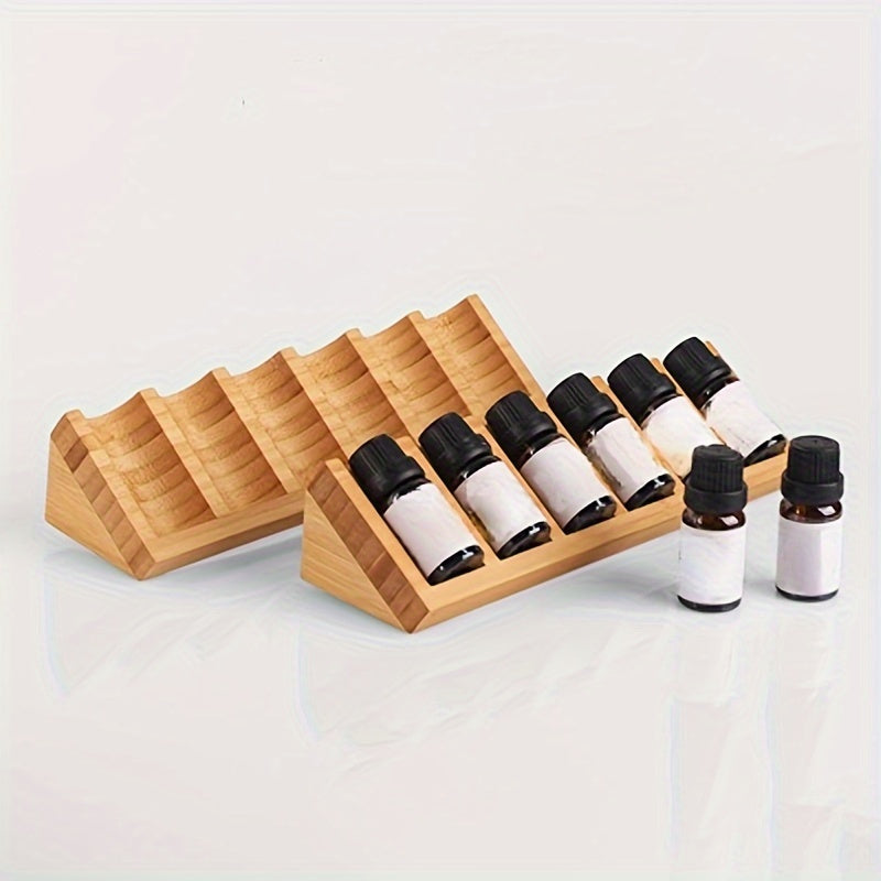 Suporte de exposição de óleos essenciais de madeira unissexo - Organizador de secretária triangular de 6 compartimentos, superfície pintada - Leve, não requer instalação, caixa de exposição de cosméticos sem aroma (Óleos essenciais não incluídos)