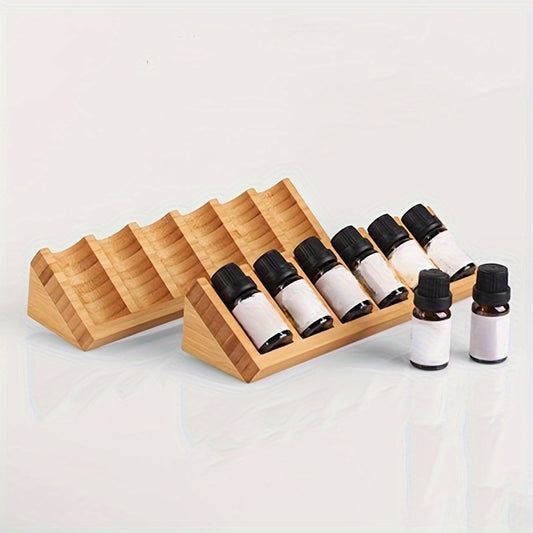Suporte de exposição de óleos essenciais de madeira unissexo - Organizador de secretária triangular de 6 compartimentos, superfície pintada - Leve, não requer instalação, caixa de exposição de cosméticos sem aroma (Óleos essenciais não incluídos)