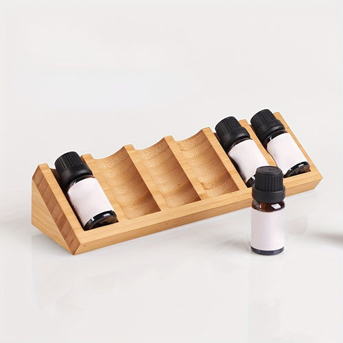 Suporte de exposição de óleos essenciais de madeira unissexo - Organizador de secretária triangular de 6 compartimentos, superfície pintada - Leve, não requer instalação, caixa de exposição de cosméticos sem aroma (Óleos essenciais não incluídos)
