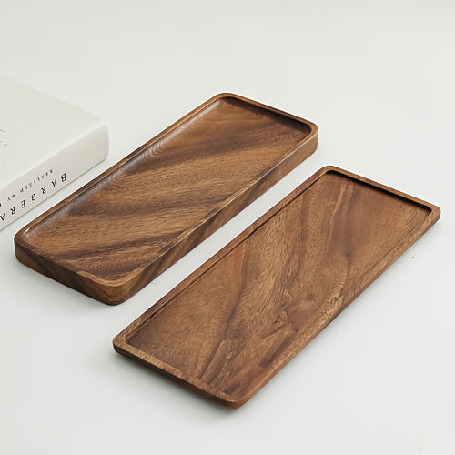 Bandeja Retangular de Nogueira Natural 1 | Prateleira de Armazenamento Retangular Oval Grande de 29,97 cm para Banheiro/Pia, Grão de Madeira Natural Polido, Design Minimalista, Presente de Natal