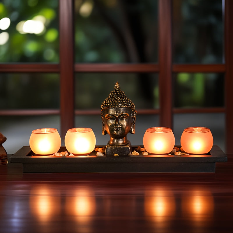 1pc Porta-Velas Zen de Madeira, Porta-Velas Festivo para Decoração de Secretária, Ornamento de Ramadão, Decoração de Ambiente Festivo para Porta-Velas de Secretária de Escritório, Velas Não Incluídas