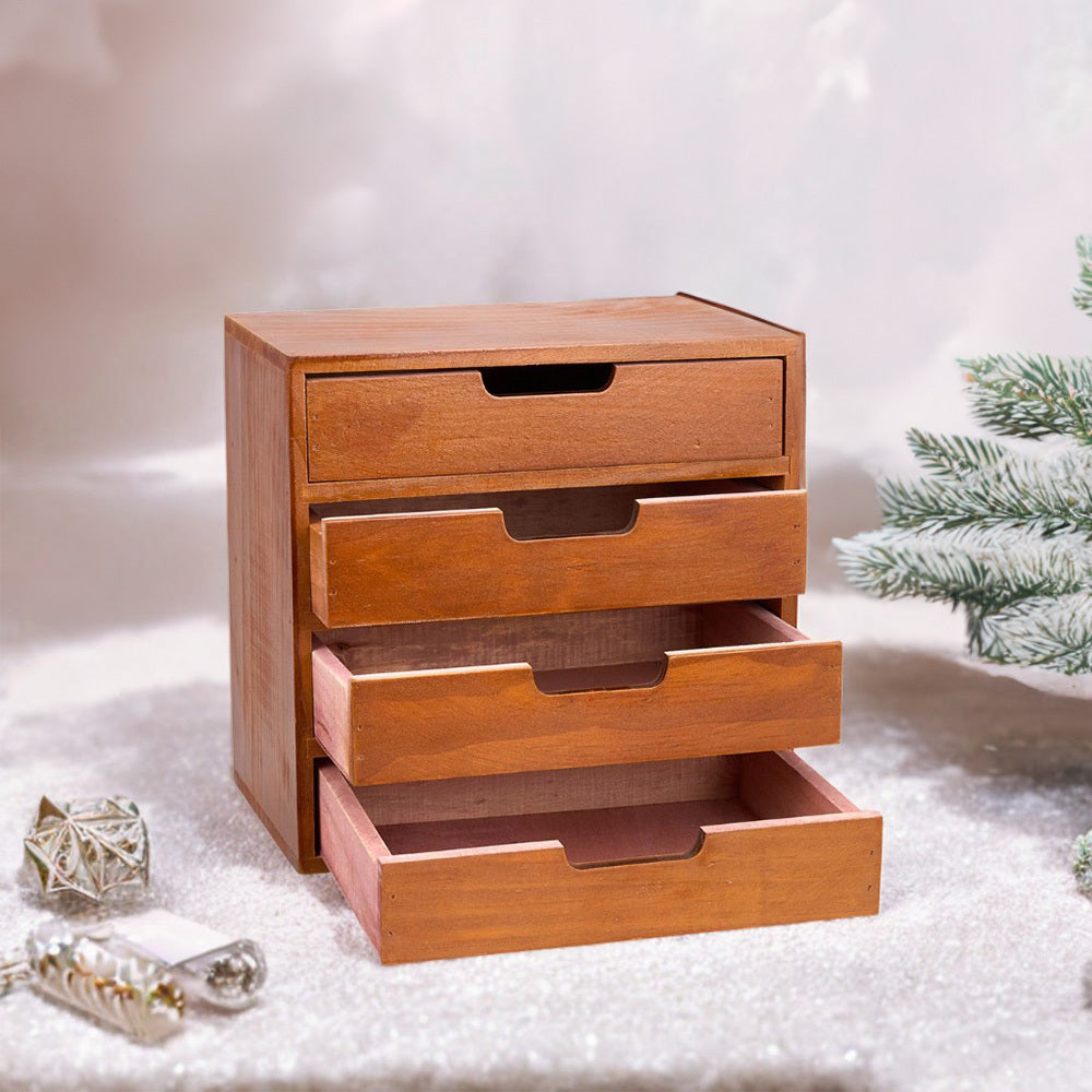1peça Armário de armazenamento multifuncional de madeira vintage | Organizador de gaveta de mesa com 1-5 camadas para seleção | Perfeito para joias, armazenamento de escritório e quarto | Caixa de exibição tradicional para sala de estar, estudo e escritório