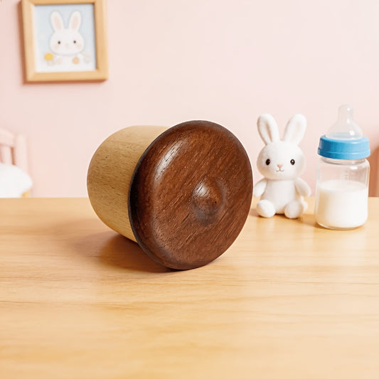 Pote para Cotonetes de Madeira Maciça 1 peça, Design Vintage em Formato de Castanha, Caixa de Armazenamento, Porta-Cotonetes de Madeira Natural com Tampa para Penteadeira, Acessório de Decoração Rústica para Casa