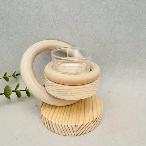 1pc Castiçal de Madeira Artesanal Não Pintado / Castiçal de Madeira com Tema do Sistema Solar / Suporte de Vela Doméstico Fácil / Artigos de Decoração Criativos para Casa / Artesanato em Madeira, Utensílios para Velas (Excluindo Velas)