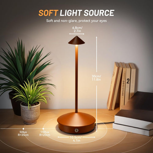 Kit com 2 Luminárias de Mesa sem Fio Portáteis LED Recarregáveis com Toque, Luminárias de Cogumelo com 3 Cores e Dimmer Contínuo para Quarto, Sala de Jantar, Sala de Estar, Acampamento