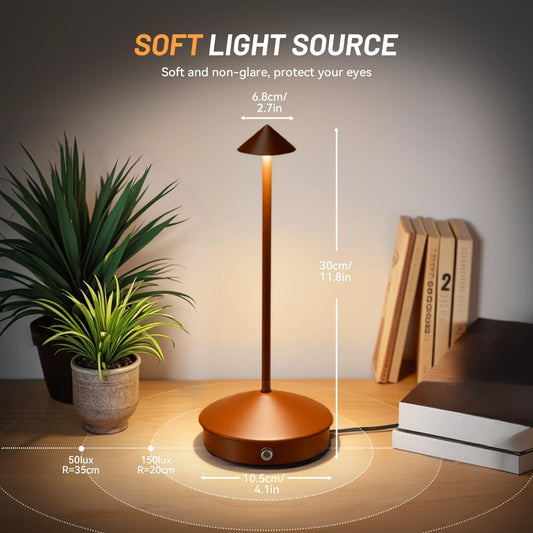 Kit com 2 Luminárias de Mesa sem Fio Portáteis LED Recarregáveis com Toque, Luminárias de Cogumelo com 3 Cores e Dimmer Contínuo para Quarto, Sala de Jantar, Sala de Estar, Acampamento