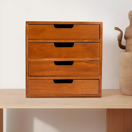 1peça Armário de armazenamento multifuncional de madeira vintage | Organizador de gaveta de mesa com 1-5 camadas para seleção | Perfeito para joias, armazenamento de escritório e quarto | Caixa de exibição tradicional para sala de estar, estudo e escritório
