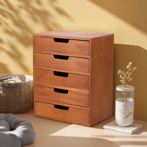 1peça Armário de armazenamento multifuncional de madeira vintage | Organizador de gaveta de mesa com 1-5 camadas para seleção | Perfeito para joias, armazenamento de escritório e quarto | Caixa de exibição tradicional para sala de estar, estudo e escritório