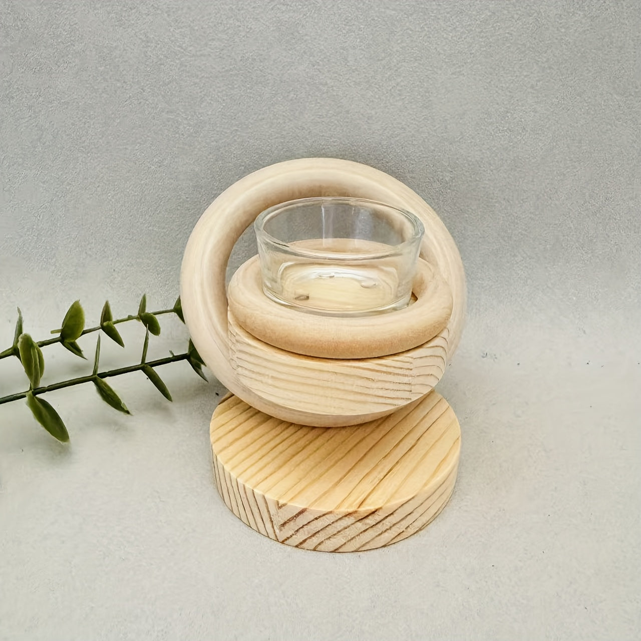 1pc Castiçal de Madeira Artesanal Não Pintado / Castiçal de Madeira com Tema do Sistema Solar / Suporte de Vela Doméstico Fácil / Artigos de Decoração Criativos para Casa / Artesanato em Madeira, Utensílios para Velas (Excluindo Velas)