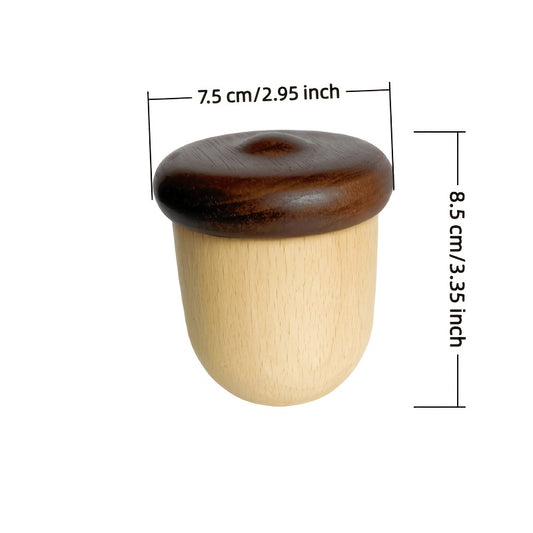 Pote para Cotonetes de Madeira Maciça 1 peça, Design Vintage em Formato de Castanha, Caixa de Armazenamento, Porta-Cotonetes de Madeira Natural com Tampa para Penteadeira, Acessório de Decoração Rústica para Casa