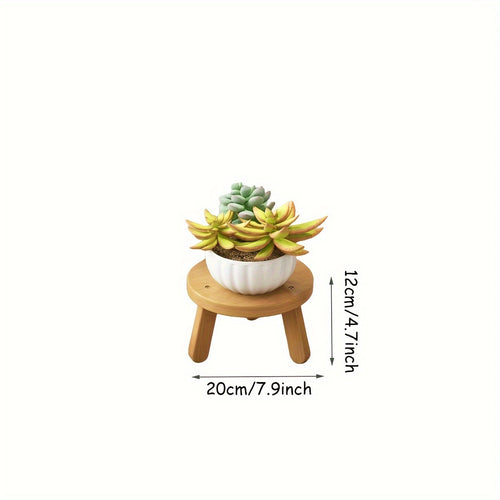 Suporte para Mini Vaso de Bambu Marrom Artesanal - Suporte Redondo de Madeira para Vaso de Flores para Casa, Escritório & Decoração de Jardim, DIY, Mesa