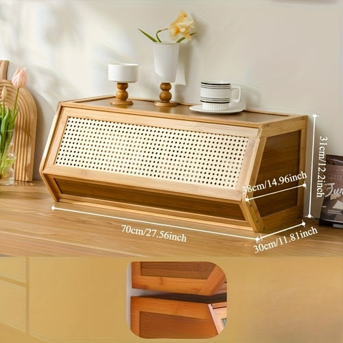 Armário de Armazenamento Clássico Vintage de Bambu Atualizado 2026, Caixa de Armazenamento Empilhável de Grande Capacidade com Porta de Ventilação em Malha, Vários Tamanhos Disponíveis, Ideal para Sala de Estar, Quarto, Escritório e Organização Doméstica, Aumenta a Felicidade, Adequado para Diversos