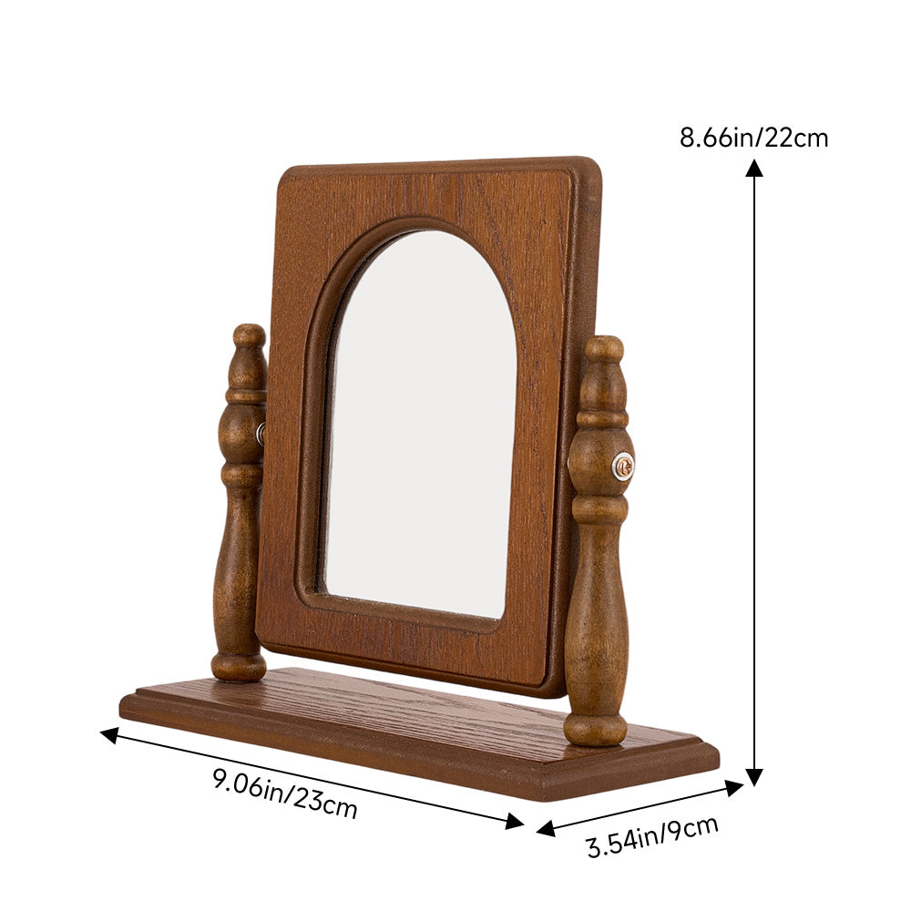Espelho de Toucador de Madeira com Gavetas, Espelho de Maquiagem Vintage para Quarto, Caixa de Joias Multifuncional com Armazenamento, Caixa de Joias Ajustável para Mesa ou Piso, Ideal para Toucador de Quarto e Decoração de Casa