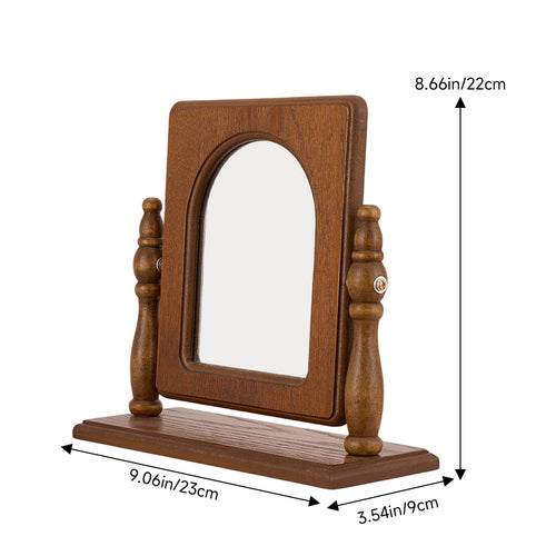 Espelho de Toucador de Madeira com Gavetas, Espelho de Maquiagem Vintage para Quarto, Caixa de Joias Multifuncional com Armazenamento, Caixa de Joias Ajustável para Mesa ou Piso, Ideal para Toucador de Quarto e Decoração de Casa