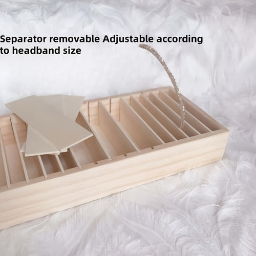  Organizador Elegante de Acessórios de Cabelo em Madeira com Bandeja Destacável - Perfeito para Guardar Faixas de Cabelo, Joias & Cartões de Visita