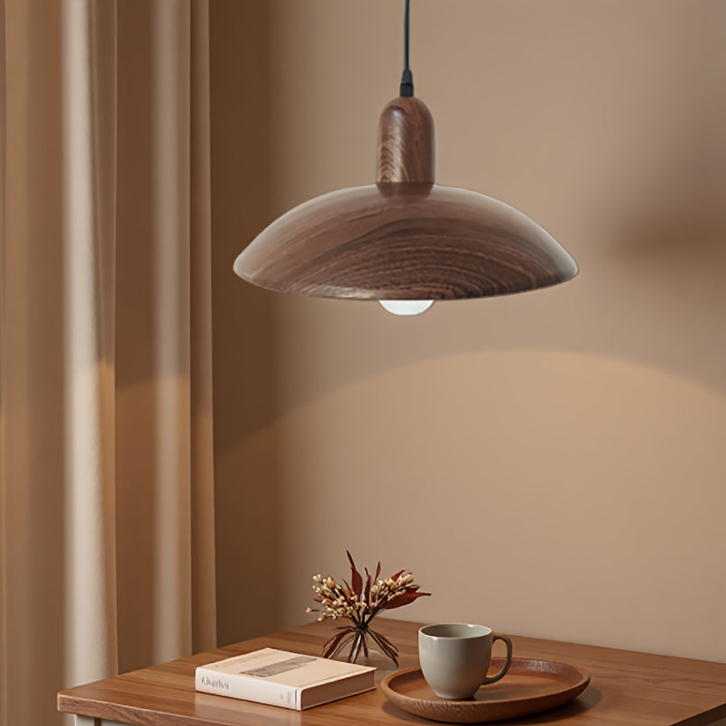 Candeeiro Moderno Minimalista, Pendente em Cúpula, Candeeiro Esférico Industrial em Ferro, Característica de Grão de Madeira Retro, Adequado para Luminárias de Ilha de Cozinha, Candeeiro Suspenso para Teto de Mesa de Jantar de Quarto