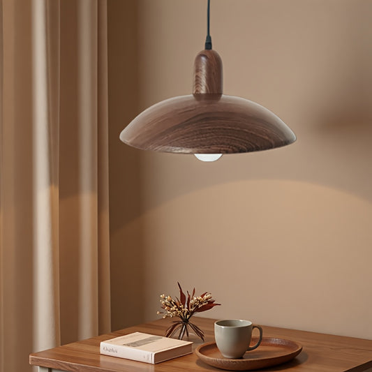 Candeeiro Moderno Minimalista, Pendente em Cúpula, Candeeiro Esférico Industrial em Ferro, Característica de Grão de Madeira Retro, Adequado para Luminárias de Ilha de Cozinha, Candeeiro Suspenso para Teto de Mesa de Jantar de Quarto