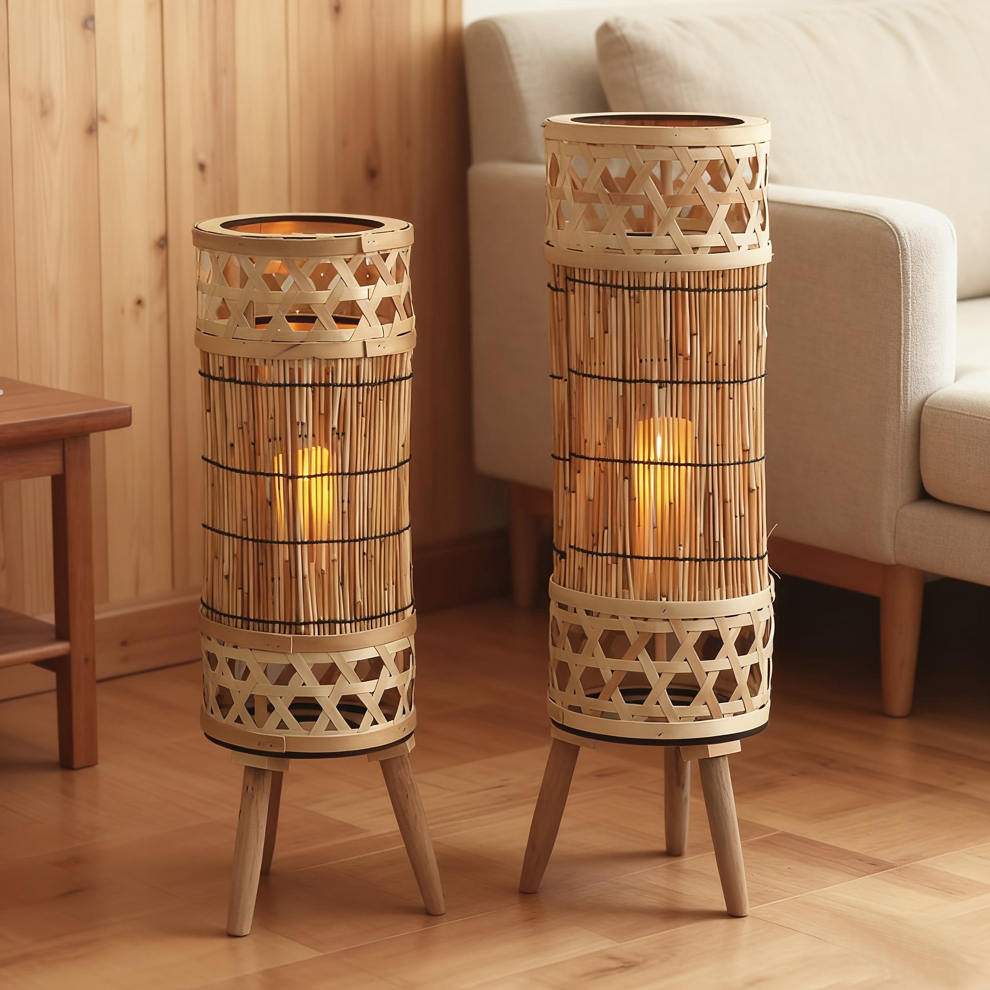 Candeeiro de Pé Vintage em Madeira com Luz de Vela, Candeeiro Decorativo Criativo para Ambiente de Café e Restaurante, Adereços para Arranjos de Centros Comerciais e Hotéis
