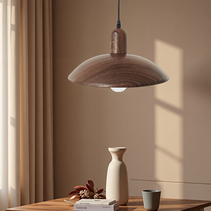 Candeeiro Moderno Minimalista, Pendente em Cúpula, Candeeiro Esférico Industrial em Ferro, Característica de Grão de Madeira Retro, Adequado para Luminárias de Ilha de Cozinha, Candeeiro Suspenso para Teto de Mesa de Jantar de Quarto