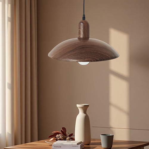 Candeeiro Moderno Minimalista, Pendente em Cúpula, Candeeiro Esférico Industrial em Ferro, Característica de Grão de Madeira Retro, Adequado para Luminárias de Ilha de Cozinha, Candeeiro Suspenso para Teto de Mesa de Jantar de Quarto