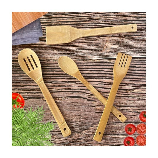 Conjunto de 5 Peças de Utensílios de Cozinha em Madeira | Colheres e Espátulas de Cozinha em Bambu Natural | Utensílios de Cozinha Antiaderentes | Presente Perfeito para Cozinheiros Caseiros