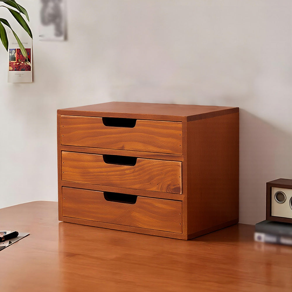 1peça Armário de armazenamento multifuncional de madeira vintage | Organizador de gaveta de mesa com 1-5 camadas para seleção | Perfeito para joias, armazenamento de escritório e quarto | Caixa de exibição tradicional para sala de estar, estudo e escritório