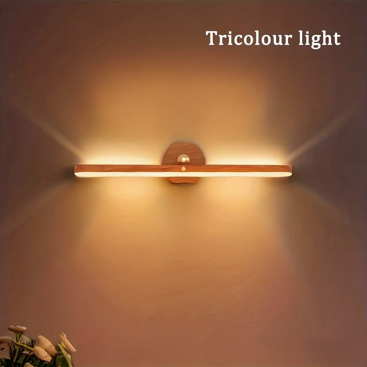 1pc Fita LED Recarregável com Lâmpada Rotativa com Textura de Madeira, Controlo Tátil de Regulação de Três Níveis, Luz de Toucador, Fita de Luz Magnética Adequada para Casa de Banho, Sala de Estar e Quarto, Cozinha, Roupeiro, Cabeceira