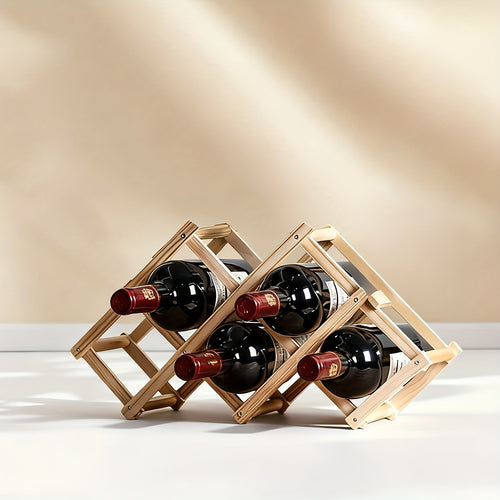 Ornamento para Adega de Vinhos, Prateleira de Vinho em Madeira Maciça, Pequeno Expositor de Armário de Vinho Moderno Minimalista, Adega de Vinho de Madeira com Padrão de Diamante, Expositor de Vinho para Mesa de Jantar, Dobrável, Estável e Durável, Textura de Madeira Natural, Fácil de Dobrar e