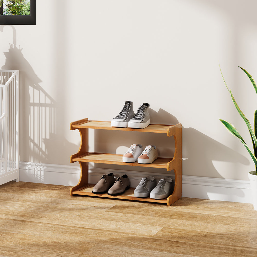 Expositor de Sapatos de 3/4/5 Níveis, Prateleira Organizadora de Armazenamento de Sapatos de Madeira Multiuso, Unidade de Múltiplas Prateleiras, Armário de Calçados Autônomo, Torre de Sapatos Vertical Fina de Grande Capacidade em Bambu, Suporte para Tênis, Organizador de Sapatos para Sala de Estar, Porta de Entrada
