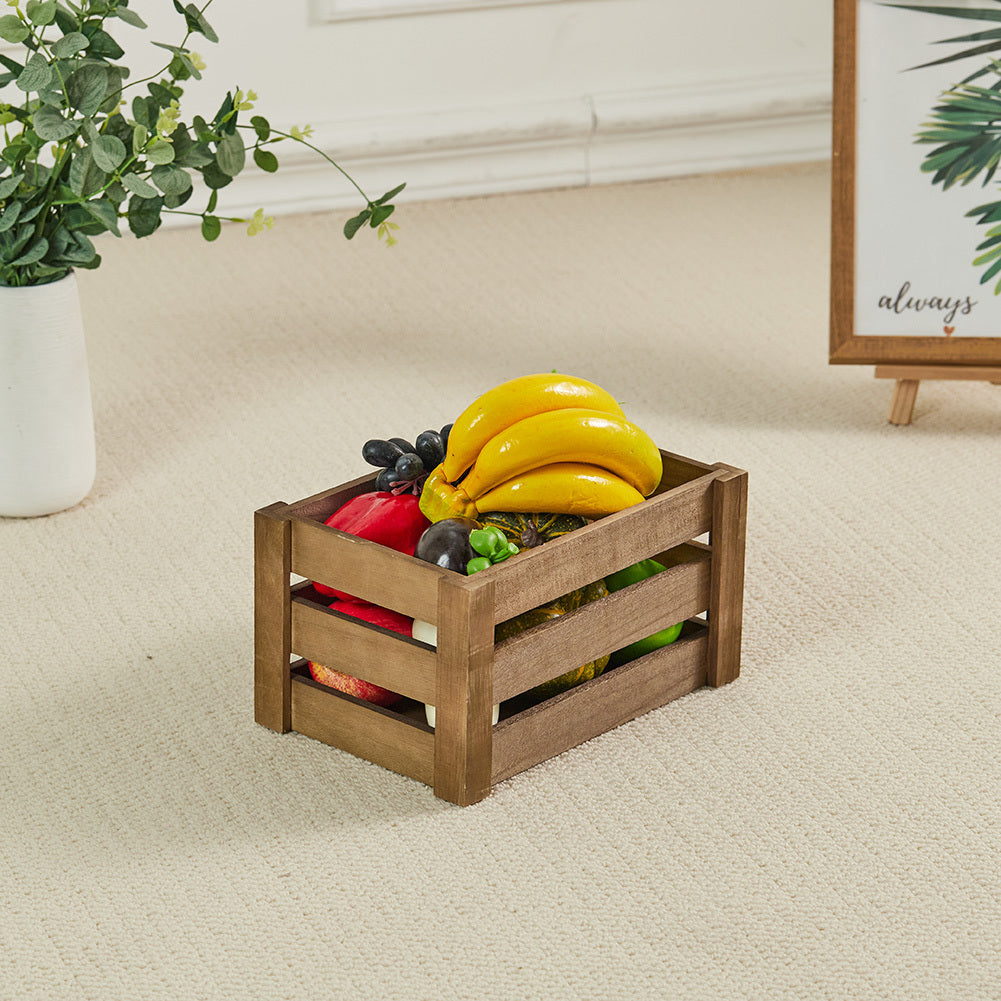 1peça Cesta de armazenamento retangular multifuncional em madeira de fazenda rústica para festas, escritórios, quartos, cozinhas, armários, 3 tamanhos, vinho, frutas, legumes, brinquedos, organizador de livros, cesta de prateleira