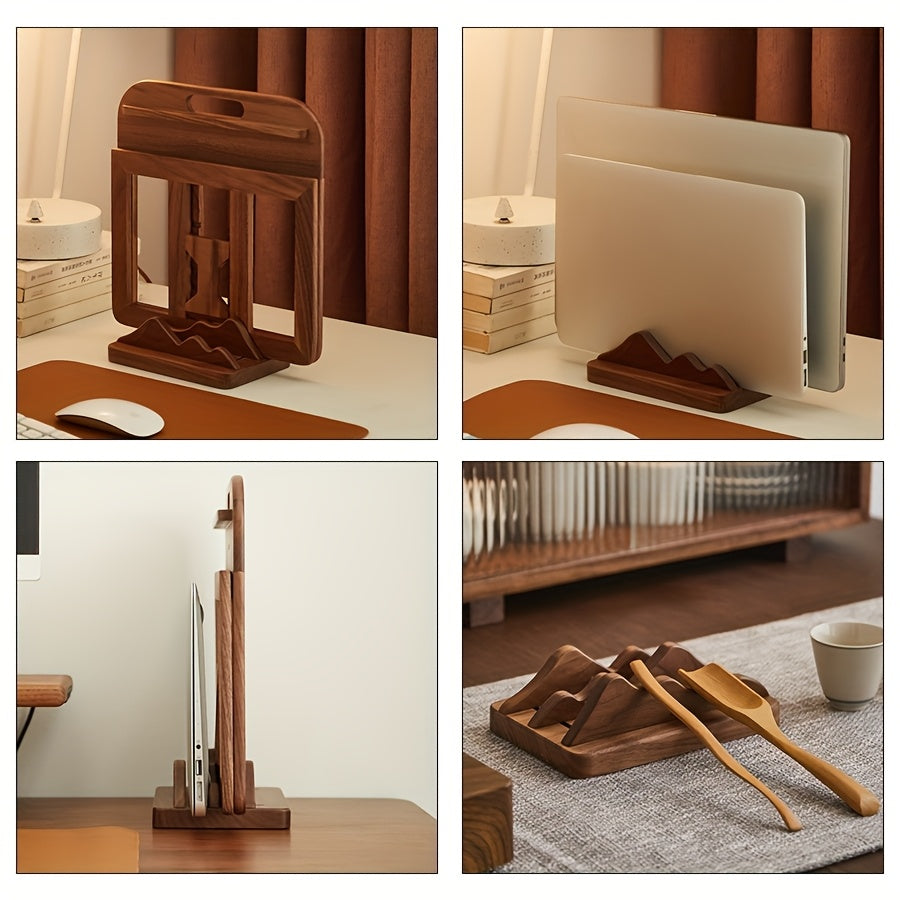 Suporte Ajustável para Laptop em Madeira de Nogueira Compatível com MacBook, Surface, Chromebook e Laptops para Jogos - Suporte Vertical/Desktop para Computador com Base de Nogueira, Leve para Todos os Modelos de Ultrabook