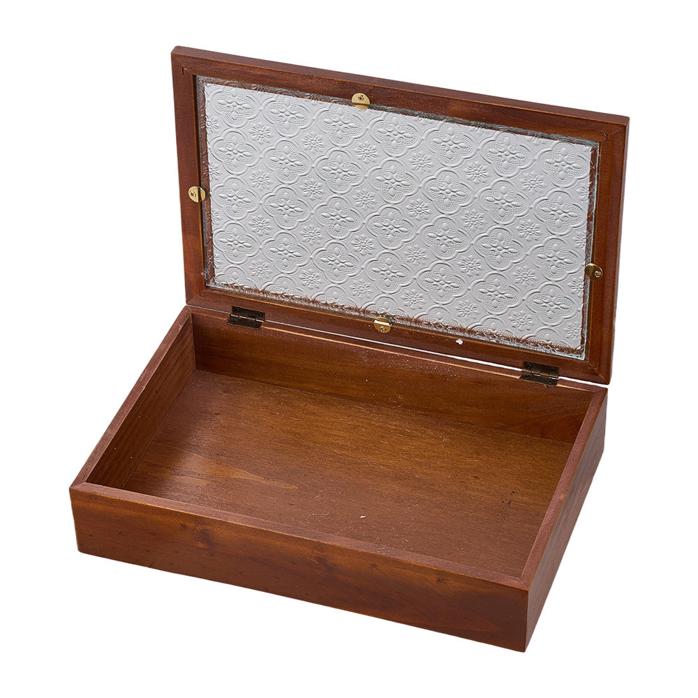 1 peça Caixa de Joias Decorativa Vintage de Madeira Maciça, Caixa de Armazenamento Multiuso para Bugigangas com Tampa de Vidro de Flor de Macieira Silvestre, Organizador de Mesa, Armário, Recipiente para Acessórios Diversos, Caixa de Exibição para Artesanato, Caixas de Presente para Dia dos Namorados e Páscoa, Decoração para Casa e Escritório